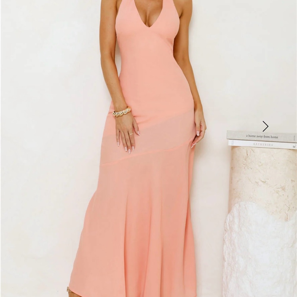 Hello Molly Peach Backless Maxi Dress